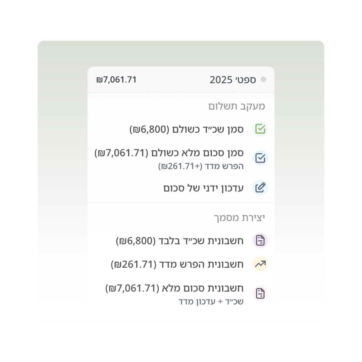 לא מפספסים תשלומים, נשארים במעקב מלא.